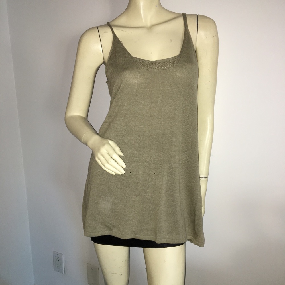New Phillipe Adec long knit tank top tunic green